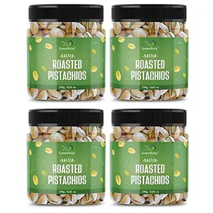 Whole Roasted Salted Pistachios 250g * 4 - 1kg [Pista King] [Jar Pack].