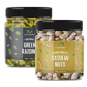 Dry Fruits Combo Pack - (250g * 2) 500g (Cashew Nuts Raisins) - All Premium.