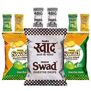Swad Mixed Toffee 3 Packs (Swad Candy Kaccha Aam & Lemon Chocolate ) 300 Toffees