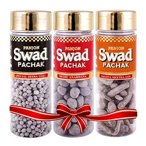Swad Digestive Jeera Goli Anardana Goli & Khatta Meetha Aam Papad [Mouth Fresheners] 3 Bottles 400g Bottle 400 g
