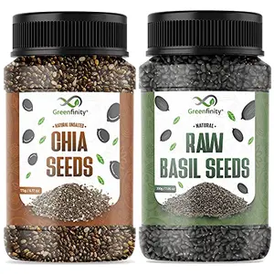 Best Seeds Combo - 375g (Basil Seeds - 200g Chia Seeds - 175g) 100% Hygienic | Pack of 2 |