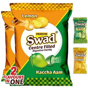 Swad Mixed Kaccha Aam & Lemon Toffee Packet 200 Candies Pouch 420 g