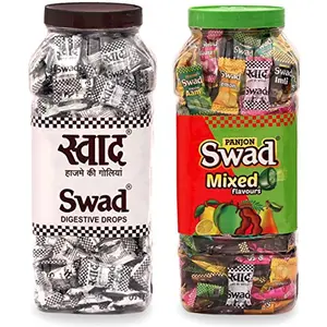 Swad Candy Chocolate (Swad Original & Swad Mixed Flavours Toffee) 2 Jars 600 Toffees