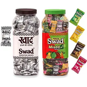 Swad Original & Mixed Flavor Chocolate Candy (Digestive Toffee) 2 jars x 300 600 Candies
