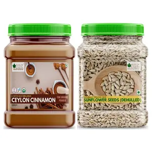 Bliss of Earth Combo Of Ceylon Cinnamon Powder (500gm) And Dehulled Sunflower Seeds (600gm) for Eating & Weight Loss Naturally Organic Superfood Pack Of 2