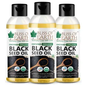 Bliss of Earth Certified Organic Black Seed Oil | Kalonji Oil | 3X100GM | Immune System Booster | Digestive Support |¦