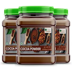 Bliss of Earth 3X500gm Naturally Organic Dark Cocoa Powder for Chocolate Cake Making & Chocolate Shake Unsweetened