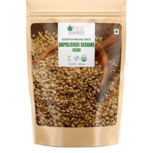 Bliss of Earth USDA Organic Unpolished Sesame Seeds 500gm White For Eating Raw Til Seeds