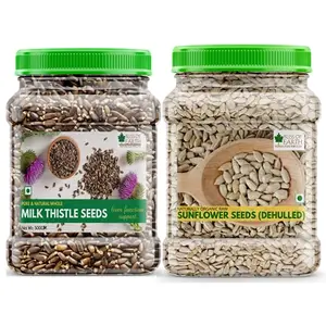 Bliss of Earth Combo Of Naturally Organic Sunflower Seeds (600gm) And Milk Thistle Seeds (500gm) Super Food For Liver Cleansing Immunity Boosting And Blood Sugar Control (Pack Of 2)