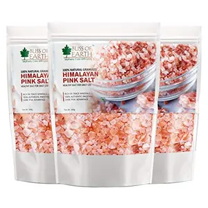 Bliss of Earth 3X500 gm Granular Pakistani Himalayan Pink Salt Non Iodized for Weight Loss & Healthy Cooking Natural Substitute of White Salt