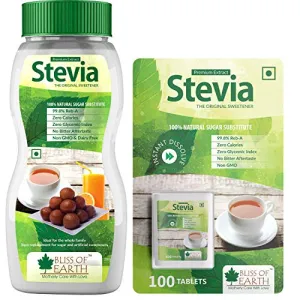 Bliss of Earth Combo of 99.8% REB-A Purity Stevia Powder & Tablets Natural & Sugar free Zero Calorie Keto Sweetener 200GM Powder & 100 Tablets