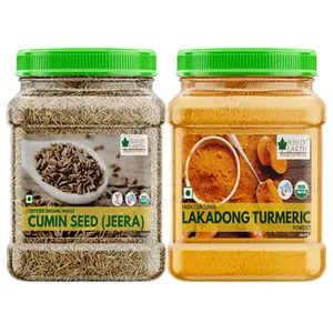 Bliss of Earth Combo Of High Curcumin Certified Organic Lakadong Turmeric Powder (500GM) And Organic Sabut Jeera (400gm) Pack Of 2