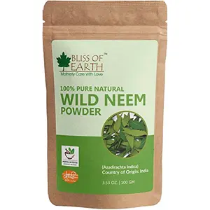 Bliss of Earth 100% Pure Wild Neem Leaves Powder | 100GM | Great For Face Hair Skin & Body