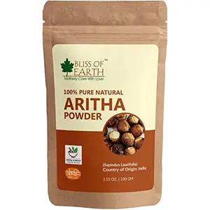 Bliss of Earth100% Pure Reetha Powder | 100GM | Aritha Powder |Natural & Chemically Free Hair Cleanser | Gorgeous & Silky Hair |