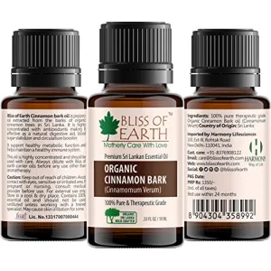 Bliss of Earth 100% Pure Organic Ceylon Cinnamon Bark Essential Oil | 10ML | Best Therapeutic Grade | Fight Cough Cold & Viral Infections | Boosts Fledgling Energy Levels | True Sri Lankan Cinnamon | ï¿½