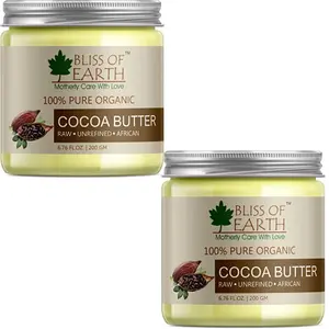 Bliss of Earth 100% Pure Organic Cocoa Butter | Raw | Unrefined | African | 2X200GM |
