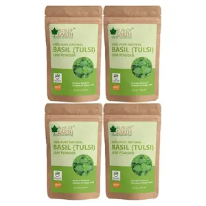 Bliss of Earth100% Pure Basil Leaves Powder | Ayurvedic Tulsi Powder | (4x100GM) | Great For Hair Skin Face