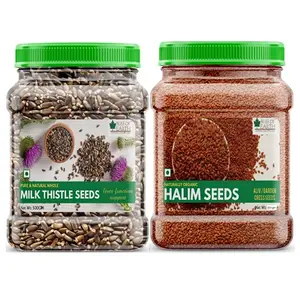 Bliss Of Earth Combo of Organic Halim Seeds (600gm) and Milk Thistle Seeds (500gm) for Eating for Liver Cleansing Immunity Boosting and Blood Sugar Control (Pack of 2)