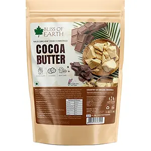 Bliss of Earth Food Grade 500gm Cocoa Butter for Chocolate Making Raw & Organic for Hair Skin & Stretch Marks