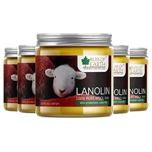 Bliss of Earth 100% Pure Golden Lanolin Natural Wool Wax For Soothing Sore Nipples 5x100GM (Pack Of 5)