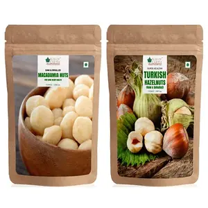 Bliss Of Earth Combo Of Healthy Macadamia Nuts And Turkish Hazelnuts Super Nut For Bone And Gut Health (Pack Of 2x200gm)