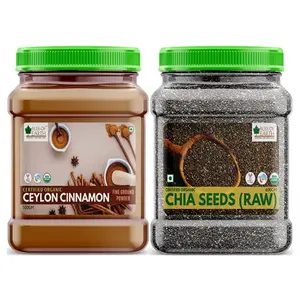 Bliss of Earth Combo Of Ceylon Cinnamon Powder Organic (500gm) And Organic Raw Chia Seeds (600gm) For Weight Loss Pack Of 2