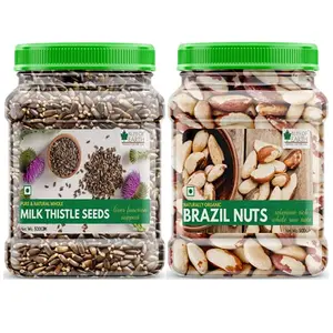 Bliss of Earth Combo Of Healthy & Tasty Brazil nuts And Milk Thistle Seeds Super Food For Liver Cleansing Immunity Boosting And Blood Sugar Control (Pack Of 2x500gm)