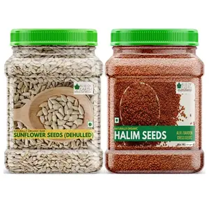 Bliss Of Earth Combo of Naturally Organic Sunflower Seeds and Halim Seeds for Eating Hair & Immunity Booster Foods Pack of 2x600gm