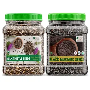 Bliss of Earth Combo Of Naturally Organic Black Mustard Seeds (600gm) For Healthy Cooking And Milk Thistle Seeds (500gm) Super Food For Liver Cleansing Immunity Boosting (Pack Of 2)
