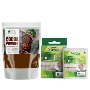 Bliss of Earth Combo of Naturally Organic Dark Cocoa Powder(250gm) for Chocolate Cake Making & 99.8% REB-A Stevia Sugar Free Tablets Pellets(500 Tablets) Zero Calorie Keto Sweetener