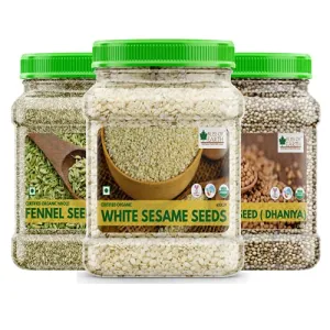 Bliss of Earth Combo Of Sesame Seeds (600gm) Fennel Seeds (400gm) And Coriander Seeds (250gm)