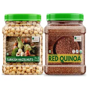 Bliss of Earth Combo Of Turkish Hazelnuts (500gm) Raw & Dehulled Healthy & Tasty And Organic Red Quinoa (700gm) for Weight Loss Raw Super Food (Pack Of 2)