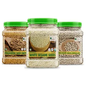 Bliss of Earth Combo Of Sesame Seeds(600gm) Sunflower Seeds(600gm) And Fenugreek Seeds(700gm)