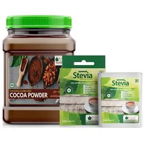 Bliss of Earth Combo of Naturally Organic Dark Cocoa Powder (500gm) for Chocolate Cake Making & 99.8% REB-A Stevia Sugar Free Tablets Pellets (500tablets) Zero Calorie Keto Sweetener