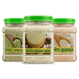 Bliss of Earth Combo Of Naturally Organic Sesame Seeds(600gm) Quinoa(700gm) And Fennel Seeds(400gm) For Eating Ready to EatLoaded With Nutrients Pack Of 3