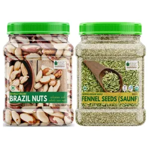 Bliss Of Earth Combo of Healthy Brazil Nuts Selenium Rich Super Nut (500gm) and Organic Whole Fennel Seed (400gm) Pack of 2