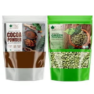 Bliss of Earth Combo of Naturally Organic Dark Cocoa Powder (250gm) for Chocolate Cake Making & Chocolate Shake Unsweetened and Organic Arabica Green Coffee Beans (250gm) Pack of 2