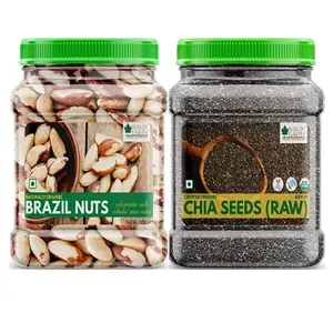 Bliss of Combo of Healthy Brazil Nuts Selenium Rich Super Nut (500gm) and Organic Raw Chia Seeds for Weight Loss (600gm) Raw Super Food Pack of 2