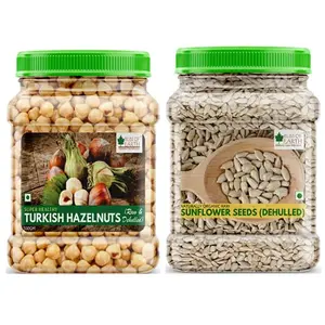 Bliss of Earth Combo Of Turkish Hazelnuts (500gm) Raw & Dehulled Healthy & Tasty And Dehulled Sunflower Seeds (600gm) for Eating & Weight Loss Naturally Organic Superfood (Pack Of 2)