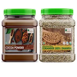 Bliss of Earth Combo of Naturally Organic Dark Cocoa Powder (500gm) for Chocolate Cake Making and Organic Whole Coriander Seeds (250gm) Sabut Dhaniya