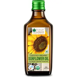 Bliss of Earth 500ML Certified Organic Sunflower Oil for Cooking Cold Pressed Hexane Free