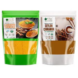 Bliss of Earth High Curcumin Certified Organic Lakadong Turmeric Powder And Ceylon Cinnamon Powder For Weight LossCough & Cold Immunity For Daily Cooking Pack Of 2 (250gm Each)