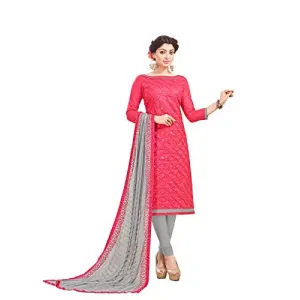 DnVeens Women Cotton Mirror Work Churidar Dress Material Unstitched Salwar Kameez