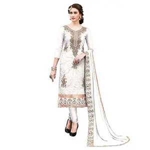 DnVeens Women Chanderi Silk Hand Work Embroidery Unstitched Churidar Salwar Suit Dress Material