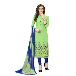 DnVeens Chanderi Embroidered Salwar Kameez Suit Set Dress Materials for Women BLMDSLVN6013
