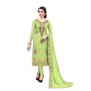 DnVeens Women Chanderi Silk Hand Work Embroidery Unstitched Churidar Salwar Suit Dress Material