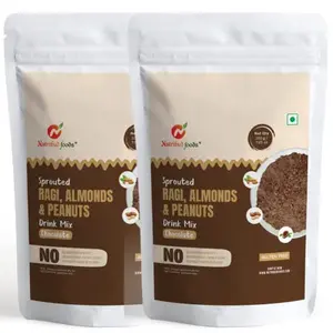 Nutribud Foods Sprouted Ragi Almonds & Peanuts Drink Mix (Chocolate) -- (Pack of 2 * 200g)