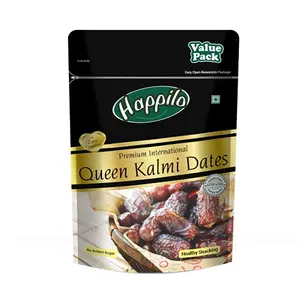 Happilo Premium International Queen Kalmi Dates 350g | Fresh & Soft Khajur Dry Fruit with Natural Sweetness | Sourced from Saudi Arabia | 100% Naturally Dried & free from any Preservative