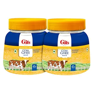 Gits Pure Cow Ghee Jar Pure Veg Nutritious and Healthy 1L (Pack of 2 500ml Each)