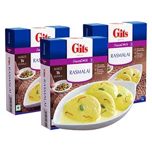 Gits Instant Rasmalai Dessert Mix Pure Veg 20-Minute Indian Sweet Recipe Bengali Dessert 450g (Pack of 3 150g Each)